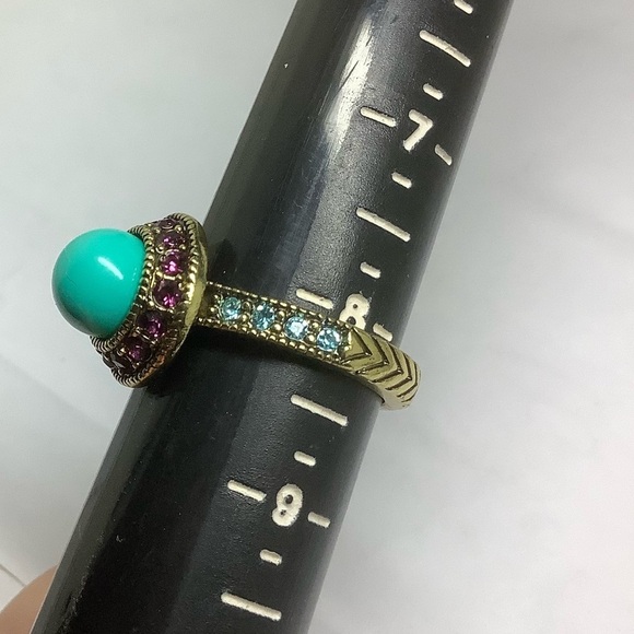 Heidi Daus faux Turquoise Swarovski crystal ring - Picture 4 of 5